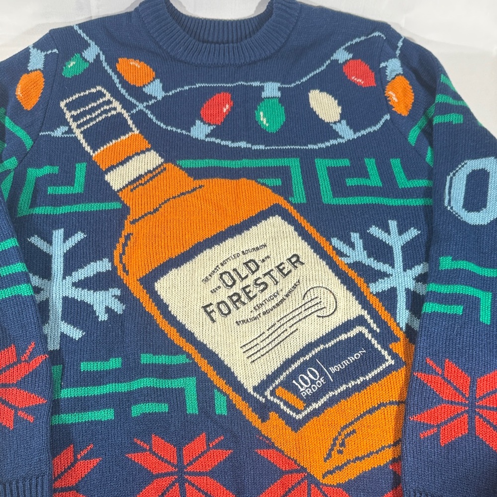 Old forester bourbon Festive Blue Crewneck Christmas Sweater